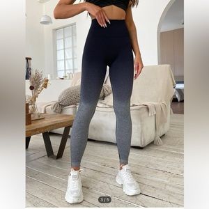 High Waisted Ombré Print Side Stripped Sport Leggings